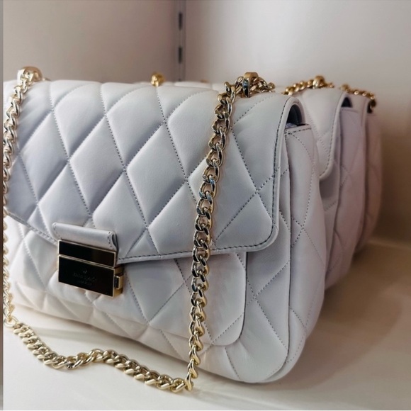 Kate Spade Carey Medium Quilted Flap Shoulder Bag Light Pink - Picture 9 of 11